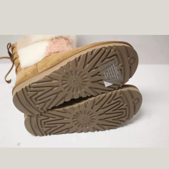 UGG Classic Patchwork Fluff Boot Chestnut Sz 8 - Picture 8 of 8